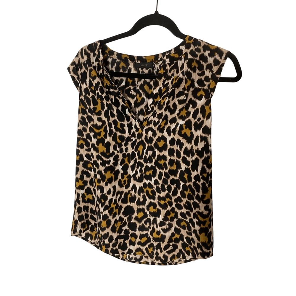 J. Crew Cheetah Career Women's Silk Blouse Animal Print Western Office Siren S